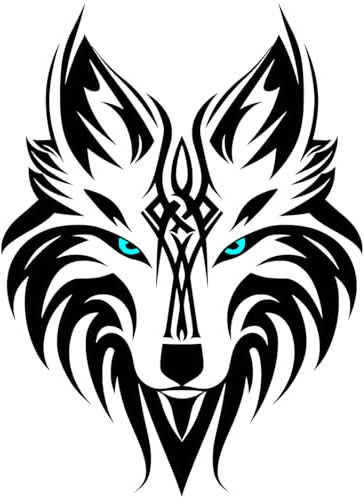 Wolf Tribal Abziehbild-Transfer-Aufkleber. Keltischer Wikinger Autoaufkleber für Motorrad, Notebook, Kühlschrank, Wand, Tür, Mülleimer, Gepäck (Schwarz, 11 cm x 8 cm)