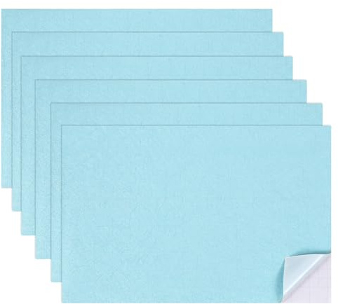 sourcing map 6 Sheets Miniature Dollhouse Wallpaper, Silk Pattern Self-Adhesive PVC Flooring Wall, Mini Wall Decor for Dollhouse Sand Table Model Accessories 11.81 x 7.87 Inch (Sky Blue)