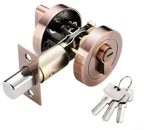 Oniissy Serratura per porta in acciaio inox con chiave, per casa e ufficio, serratura interna su un lato con chiusura antifurto ispessita, per una facile installazione per porte anteriori e camere da