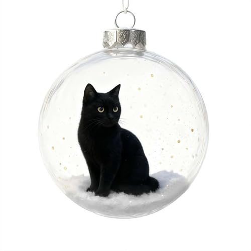 3,94 Katze Weihnachtsbaum-Anhänger - 3D Katzen-Weihnachtsschmuck für Katzenliebhaber | Süße Katzen-Weihnachtskugel, klares Glas Acryl Weihnachtsbaum-Hängedekoration für Weihnachtsbaum und Auto, süß