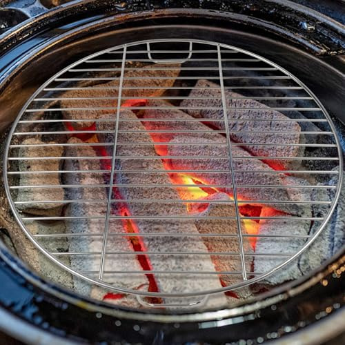 Griglie rotonde in acciaio inox, con manico, per barbecue da 57 cm, resistenti alle alte temperature, facili da pulire, per barbecue all'aperto (53 cm)