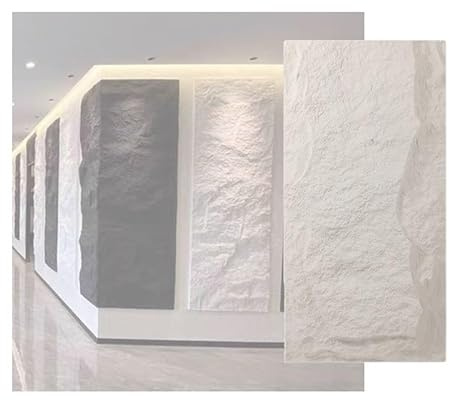 XLIHAWY Panneaux Muraux Imitation Pierre 3D en Polyuréthane, 120 Cm X 60 Cm Imperméables Panneaux Muraux, Décoratifs Revêtement Mural Texturé(Blanc,0.6x1.2m/23.6x47.2in/1pcs)