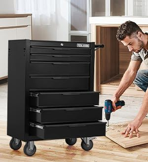 Vopese Carro de Herramientas de 7 Cajones con Ruedas, Estructura Robusta y Sistema de Seguridad, Ideal para Talleres