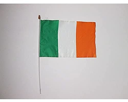 AZ FLAG Bandera de Irlanda 45x30cm con Palo - Lote de 10 Bandera Irlandesa 30 x 45 cm