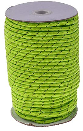 Inzopo 5 mm 50 m fluoreszierendes reflektierendes Abspannseil, Nylonschnur, Paracord für Outdoor, Camping, Wandern, Zelt, Grün, 5 mm x 50 m