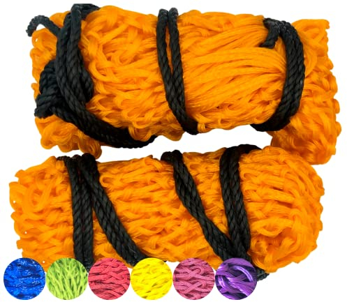 Heunetz für Pferde, Netztasche mit extra starken Netzlöchern für gierige Pferde, Pferdezubehör, Heunetz für Heulage, Pferde-Leckerli und Soak-Heuballen (Orange, 30)
