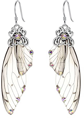 Clearine Boucles d'oreilles Suspendues Papillon Ailes Goutte Cristal libellule Insecte Quotidien Été pour Femme Multicolor