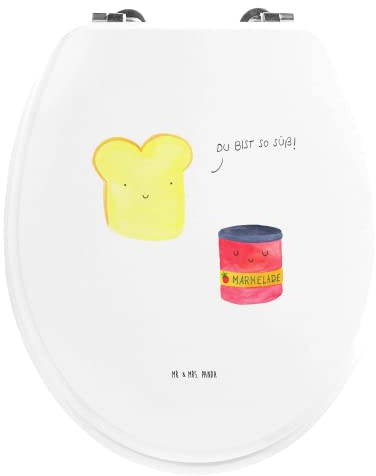 Mr. & Mrs. Panda Motiv WC Sitz Toast Marmelade - Geschenk, Küche Deko, Toilettendeckel, Tiere, Toilette, Klobrille, Tiermotive, Klodeckel, Gute