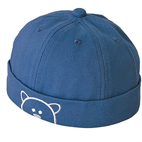 Kinder Docker Cap Atmungsaktive Baumwolle Beanie Hüte Cartoon Bär Embrodie Brimless Hut Solid Spring Landlord Sailor Cap
