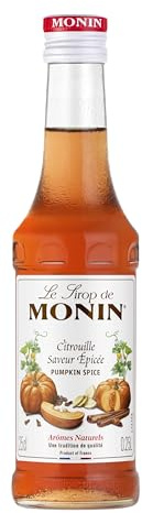 MONIN - Jarabe de calabaza picante para latte, chocolate caliente y batido de leche para Halloween - Sabores naturales - 3x25cl