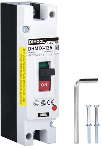 DIHOOL DC Molded Case Circuit Breaker,1 Pole 100 Amp 250VDC/240VAC MCCB,DC Isolator for Solar Panels PV System,Battery