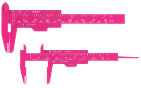 QUARKZMAN 10uds Mini Plástico Calibrador 80mm 3 Pulgadas Caliente Rosa | Vernier Calibradores Deslizantes Calibre Portátil Regla Medición Herramienta (Métrico/Pulgadas)