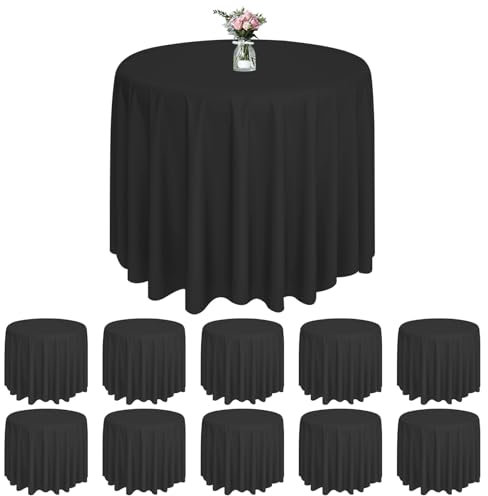 Rainmae Paquete de 10 manteles redondos de plástico de 84 pulgadas, impermeables, PEVA, a granel, para fiestas, comedor, cumpleaños, boda, picnic, hogar, fiesta, decoración de mesa
