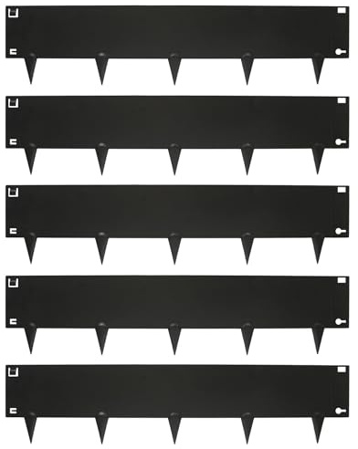 Harbour Housewares 5pc Schwarz Rasenkanten-Set aus Stahl - 5m x 16cm - Draussen Garten Gras Blume Pflanzenbeet Stein Weg Patio Kies Grenze Rand Rollen
