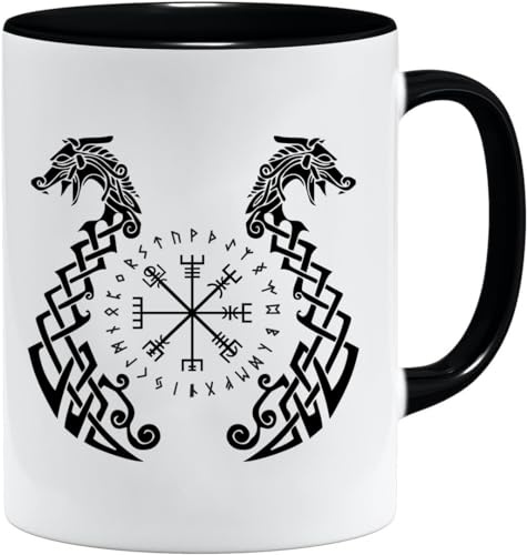 Nordisk vikingakopp | mugg present presentidé för gamla män pappa morfar kaffekopp vikingamotiv dödskalle öl-thors hammare (VIKING026)