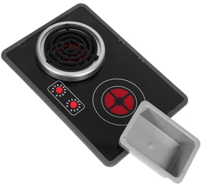 KOMBIUDA 1 Ensemble Mini Cuisine à Induction avec Lumière et Évier et Cuisinière pour Jeux de Rôle Accessoires de Cuisine pour Apprentissage Ludique des Tout Petits
