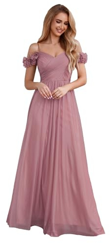 Ever-Pretty Women's V-Neck Off-Shoulder Spaghetti Straps Floor Length Bridesmaid Dress EES0053