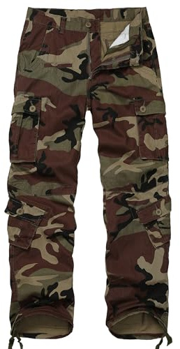 CARPANT Combat Camo Pants for Men Casual Cotton Baggy Tactical Military Travel Outdoor Wild Cargo Work Trousers Size 32