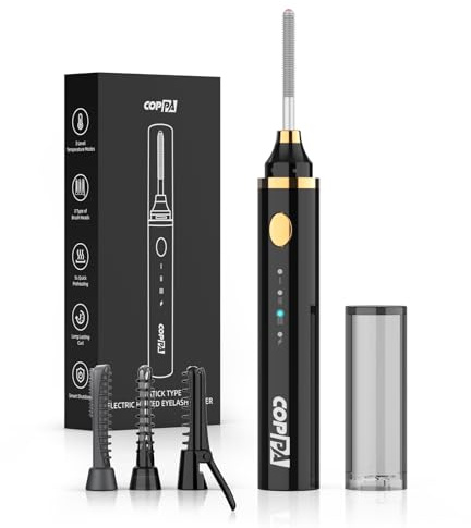 COPPA Piegaciglia Riscaldato, LP-1 Lipstick Type Piegaciglia Elettrico 3-in-1 con 3 Testine e 3 Modalità di Curling & 3 Temperature - Riscaldamento Rapido in 5s per Neofiti e Make-up Artist, Nero