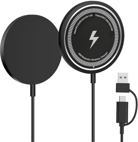 Magnetisches Kabelloses Ladegerät 2-Stück, 15W Induktive Ladestation, Wireless Charger Kompatibel mit Phone 17/16/15/14/13/12-Serie und für AirPods 4/3/2/Pro,Ohne Netzteil