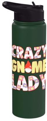 Crazy Gnome Lady with Elf Garden Miniature Stainless Steel Insulated Water Bottle
