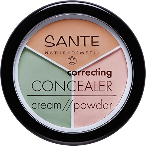 Sante Naturkosmetik Correcting Concealer 3 in 1, 3 Farbnuancen zur Abdeckung von Schatten und Makeln, Vegan, Sortiert, 6 g (2er Pack)