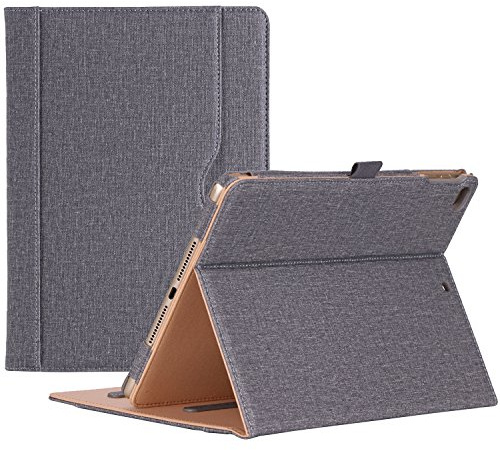 ProCase Coque pour iPad 6, iPad 5, iPad Air 2, iPad Air 1, Étui Cuir PU 9.7 Pouces Housse Case de Protection, avec Multiples Angles, Sommeil/Réveil Automatique-Gris