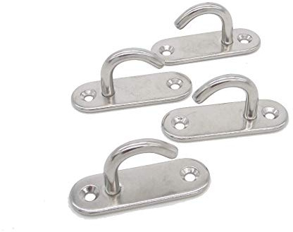 NOVSINO Edelstahl-Decken-Haken & Wandhaken – M6 Hochbelastbar mit Schraubenmontage, Rostfrei für Garage, Outdoor und Lagerung (4er-Pack)