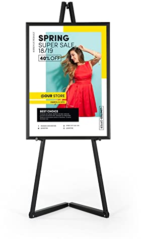 DISPLAY SALES Mobile Staffelei aus Aluminium | Malständer in schwarz | für Rahmen bis 120 cm | Leinwand, Malstaffelei, Atelier