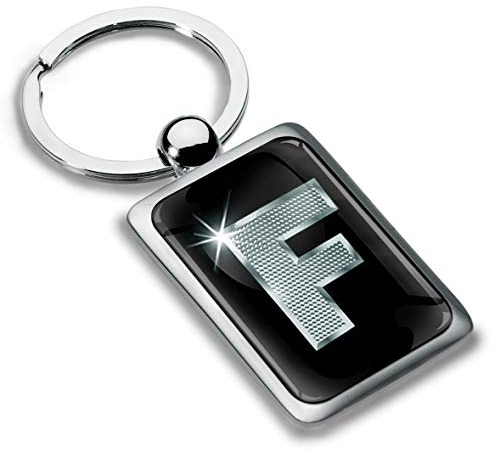 Biomar Labs® Porte-clé Lettres A-Z Initiales Personnalisable de L'alphabet Alphabet Accessoires Homme Femme Cadeau Lettre F Argent KK 84