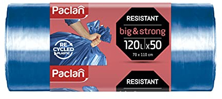 Paclan - Sacchetti per rifiuti, 50 x 120 l, 50 pezzi, colore: blu