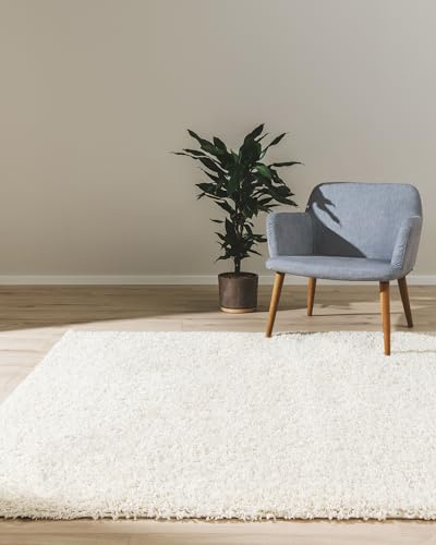 benuta pop Hochflorteppich Soho - Kunstfaser - Rechteckig & im Style: Uni - Pflegeleicht für Wohnzimmer Schlafzimmer | Cream | 80x150 cm