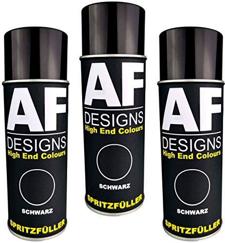 Alex Flittner Designs 3x Spritzfüller Spritzspachtel Spraydose schwarz | 1K Spritzspachtel/Spritzfüller mit ausgezeichneter Haftung und sehr hoher Füllkraft