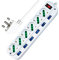 LEDLUX Multipresa Ciabatta Elettrica Con 6 Posti Prese Schuko 10/16A + 7 Interruttori Indipendenti,Cavo Da 1,5 Metri Con Spina 10A Piccola Tipo L