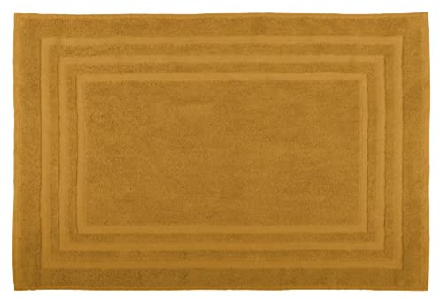 Lovely Casa - Badematte - Größe 45 x 70 cm - 100% Bio-Baumwolle - Curry Farbe - Modell Lagune - Home Linen - Weich und bequem - Ideal für das Badezimmer