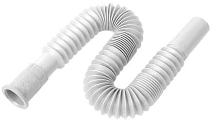 YIOVVOM 1-1/4 Inch White Plastic & Rubber Flexible Drain Pipe, Kitchen & Bathroom Sink Drain Extension Tube, 34.6 Inch, 1-Pack