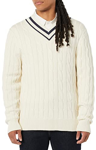 Amazon Essentials Herren Pullover Mit Zopfmuster Und V-Ausschnitt