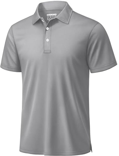 TACVASEN Polo Golf Hombre Polo Slim Fit Hombre Secado Rápido Camisetas Manga Corta Camisas de Verano Exterior Camiseta Basica Ocio(L, Gris Claro)
