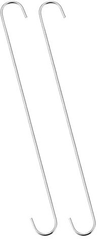 sourcing map 2 Stück S Haken Groß 16 Zoll/400mm Haken zum Einhängen, geeignet für Innen und Außenbereich Küche, Wohnzimmer, Bad, Garten, Garderobe Silber Ton
