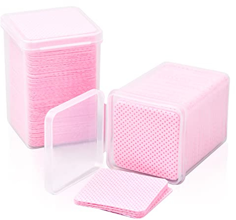 Vesaneae 400 Stück Nagellackentferner Wattepads, Nagel Wischen Baumwolle Pads, Fusselfrei Nägel Wattepads, Acryl Nail Art Gel-Entferner Reinigungspads für Nagelkunst, UV-Gel, Nail Polish (Rosa)