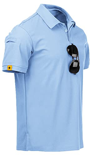 geeksport Poloshirt Herren Kurzarm Freizeit Sport Polo Golf Tshirts Männer Polohemd (Mondblau L)