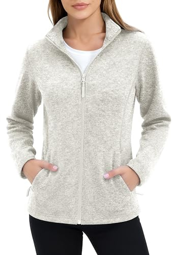 MAGCOMSEN Womens Fleece Zip Up Jacket with Pockets Lightweight Soft Coat