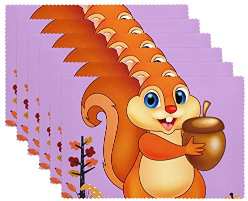 Tischsets 4er Set, Esstisch Tischset, waschbare Tischsets,Tier Cartoon Tier Tannenzapfen