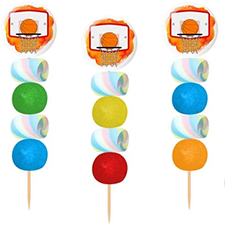 Lote de 15 Originales Brochetas de Golosinas con Chapa Alfiler Canasta Baloncesto. Recuerdos. Detalles y Regalos para Fiestas de Cumpleaños, Bodas, Bautizos y Comuniones.DC