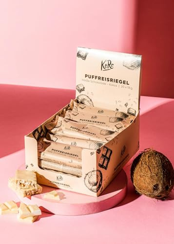 KoRo - Puffreisriegel in weißer Schokolade mit Kokos 20 x 18 g - Snack für unterwegs und zwischendurch - Mit weißer Schokolade umhüllt - Palmölfrei