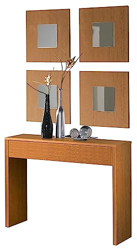 Mueble Recibidor Cosola con 4 Espejos Lupe 100x76x30cm Color Cerezo