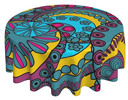Cubierta De Mesa Patrón Decorativo Clásico Resistente Al Aceite Manteles Poliéster Cubremesa 152Cm para Jardín Cocina Fiesta
