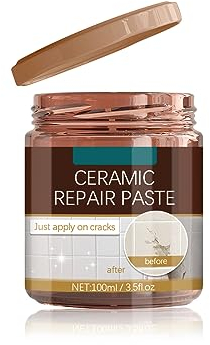 Reparaturpaste für Emaille, Fliesen, Acryl und Porzellan, 100g Wasserfest keramikpaste, Reparaturset für die Reparatur von Rissen und Löchern in Badewannen, Waschbecken, Keramikfliesen (1 Stück)