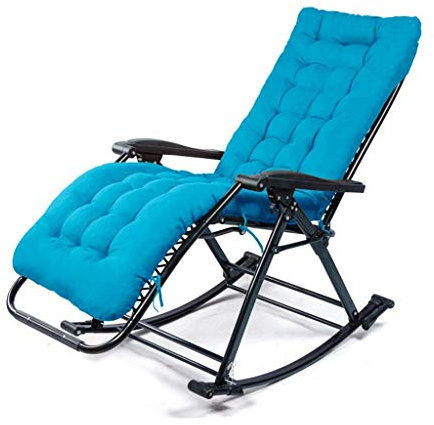 INEARZ Schaukelstuhl, Schwerelosigkeits-Rasenstühle, klappbar, verstellbar, Chaiselongue, Liegestühle mit Wattepad, Außenterrasse, Pool, Strandstuhl, unterstützt 200 kg (blau) Beauty Comes