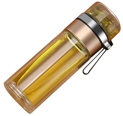 Bouteille D'infuseur De Thé, Bouteille D'eau En Verre De 450 Ml, Gobelet à Thé à Double Paroi, Tasse D'infuseur De Thé En Verre, Tasse De Voyage Portable, Bouteilles De Diffuseur(Doré)